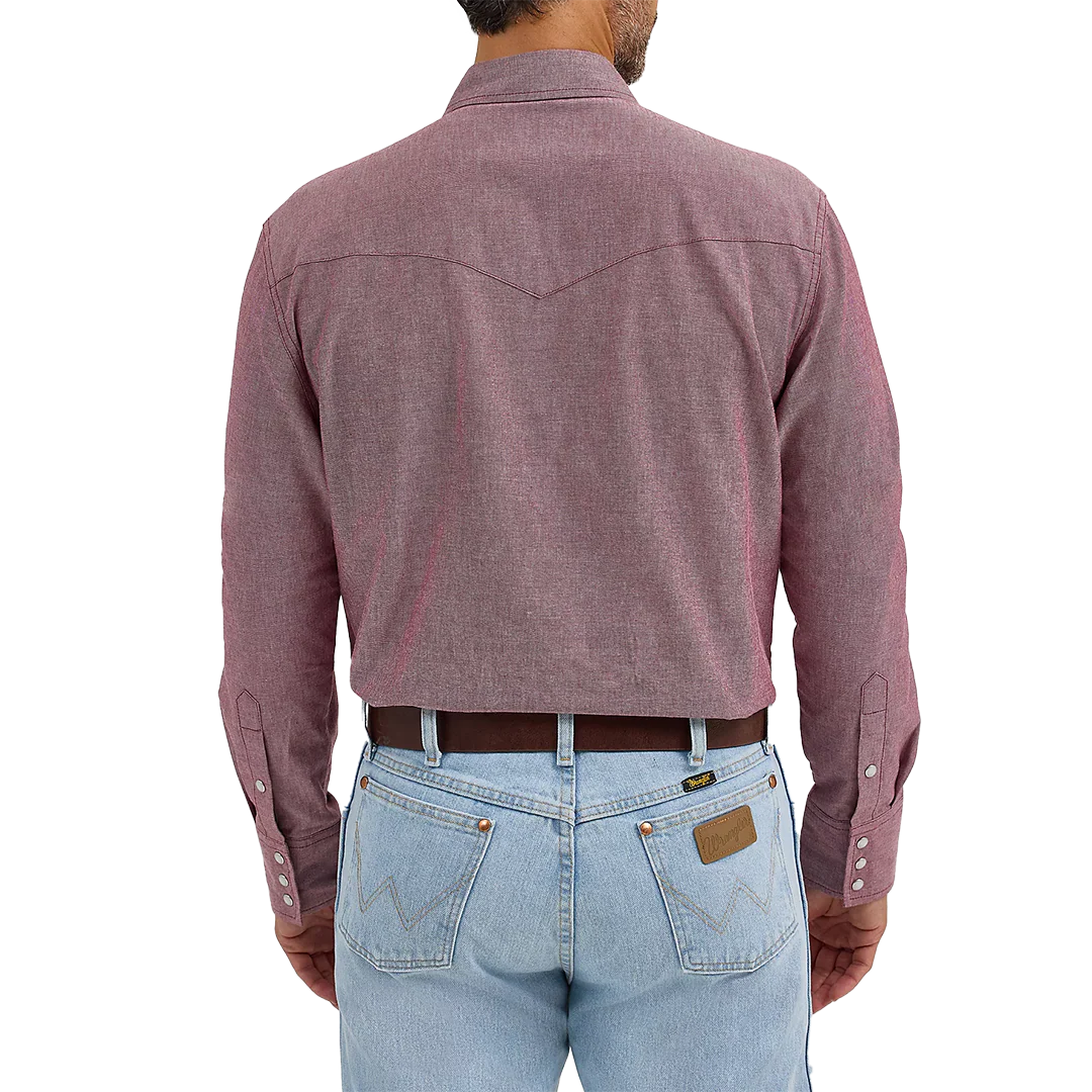 Wrangler Men's Cowboy Cut Long Sleeve Western Snap Chambray Workshirt