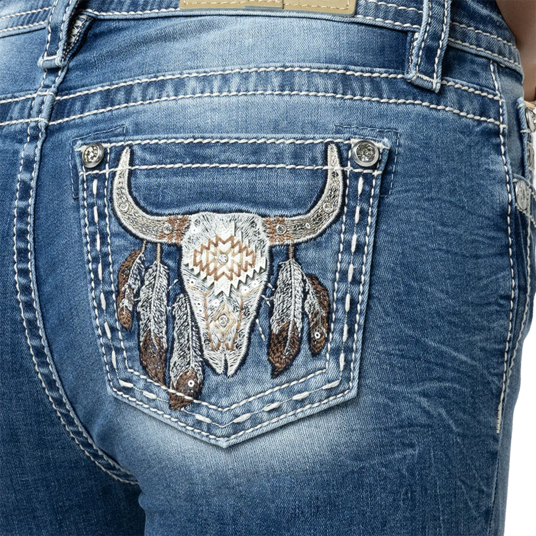 Miss Me Women's Seraphina Aztec Bootcut Jeans