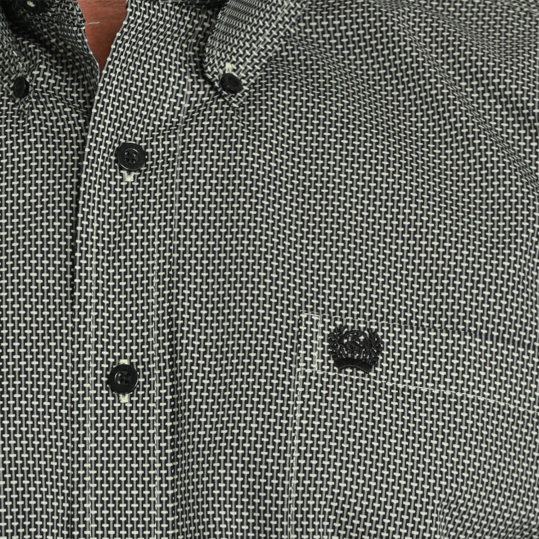 Cinch Men's Weave Geometric Print Long Sleeve Button-Down Shirt