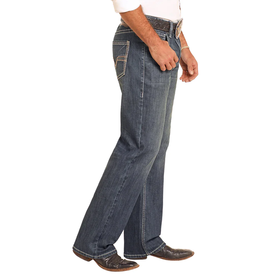 Rock & Roll Denim Men's Relaxed Fit Raised V Straight Leg Jeans