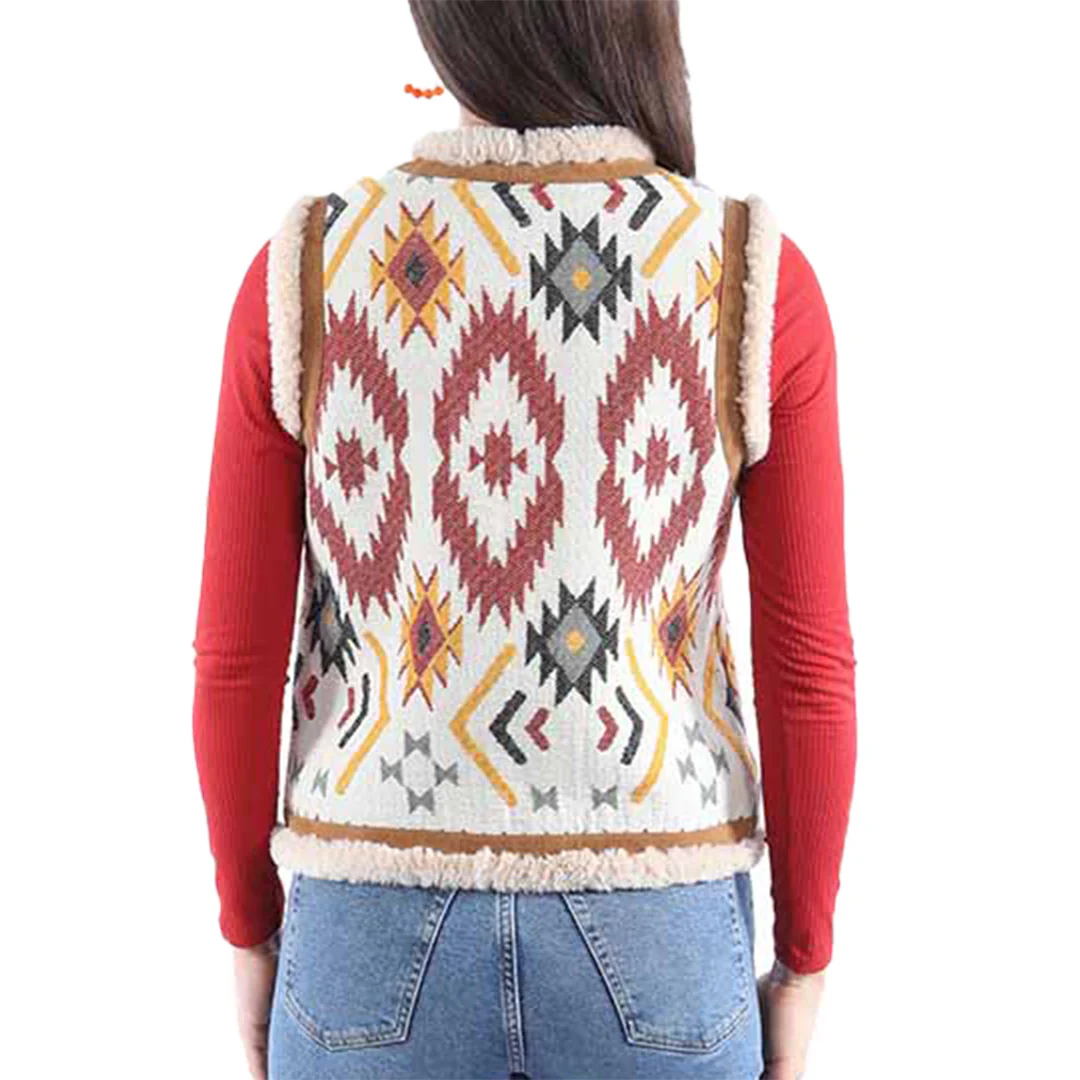 Scully Women's Aztec Leather Trim Vest