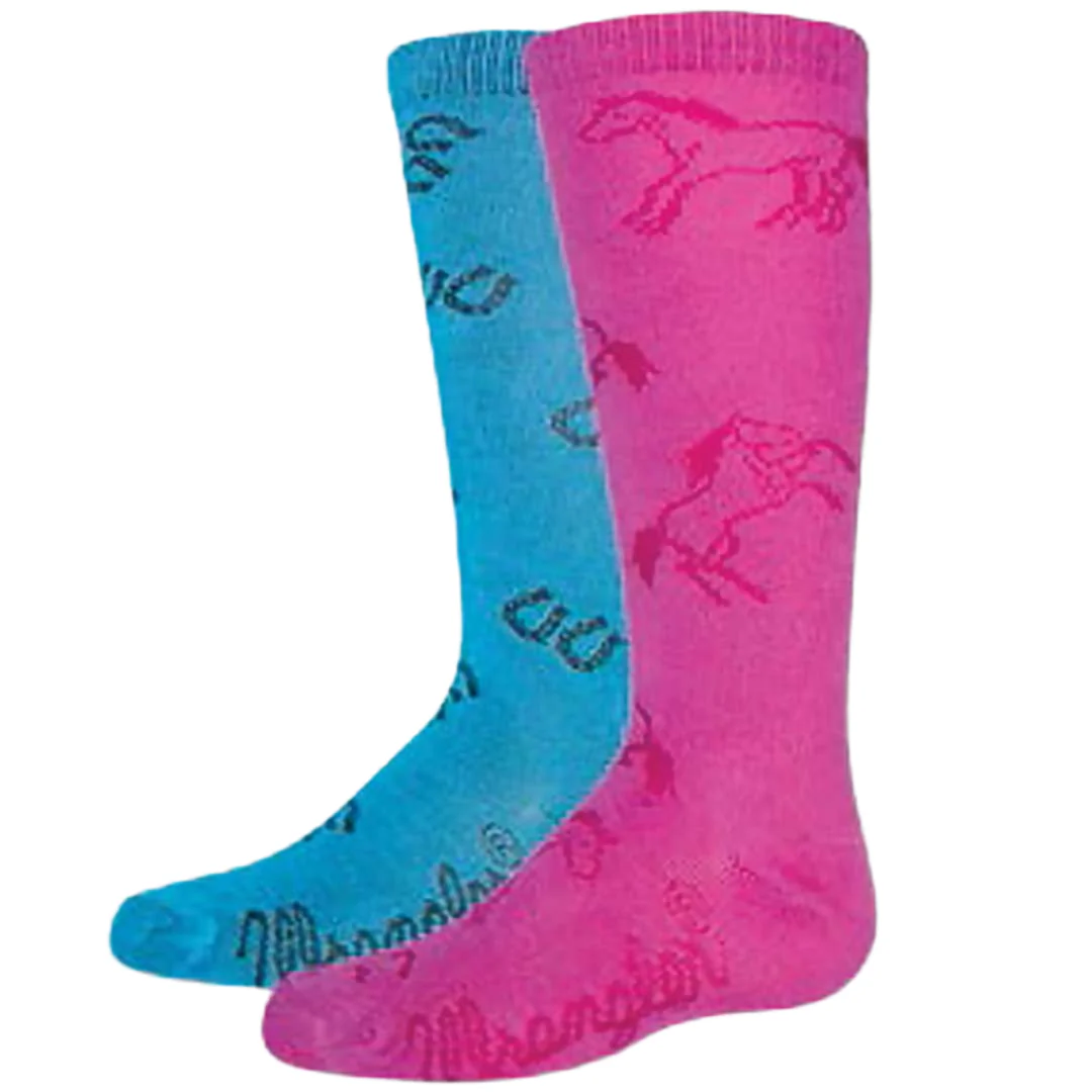 Wrangler Girls' 2 Pack Boot Socks