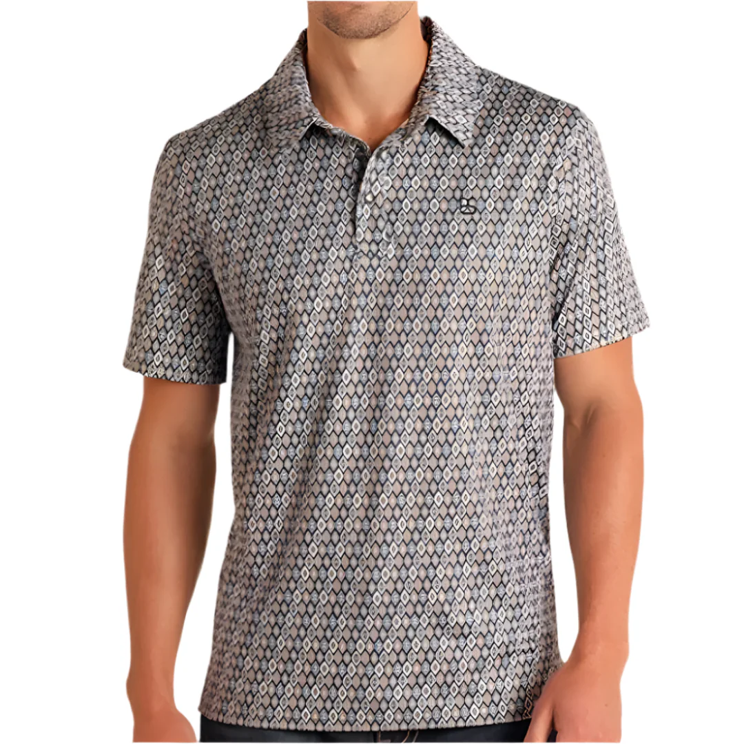 Panhandle Men's Snap Diamond Print Polo