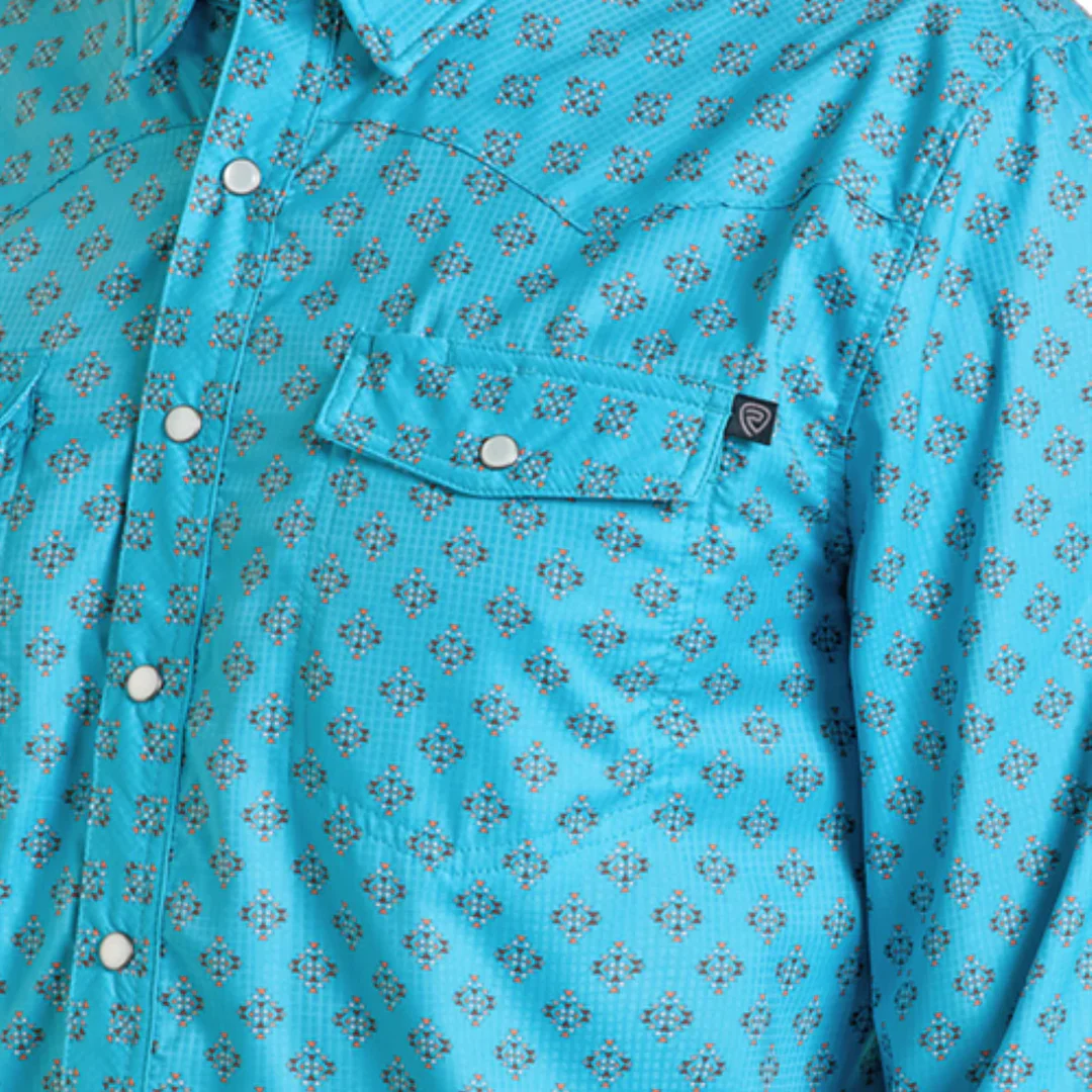 Rock & Roll Denim Men's Geometric Print Long Sleeve Snap Shirt