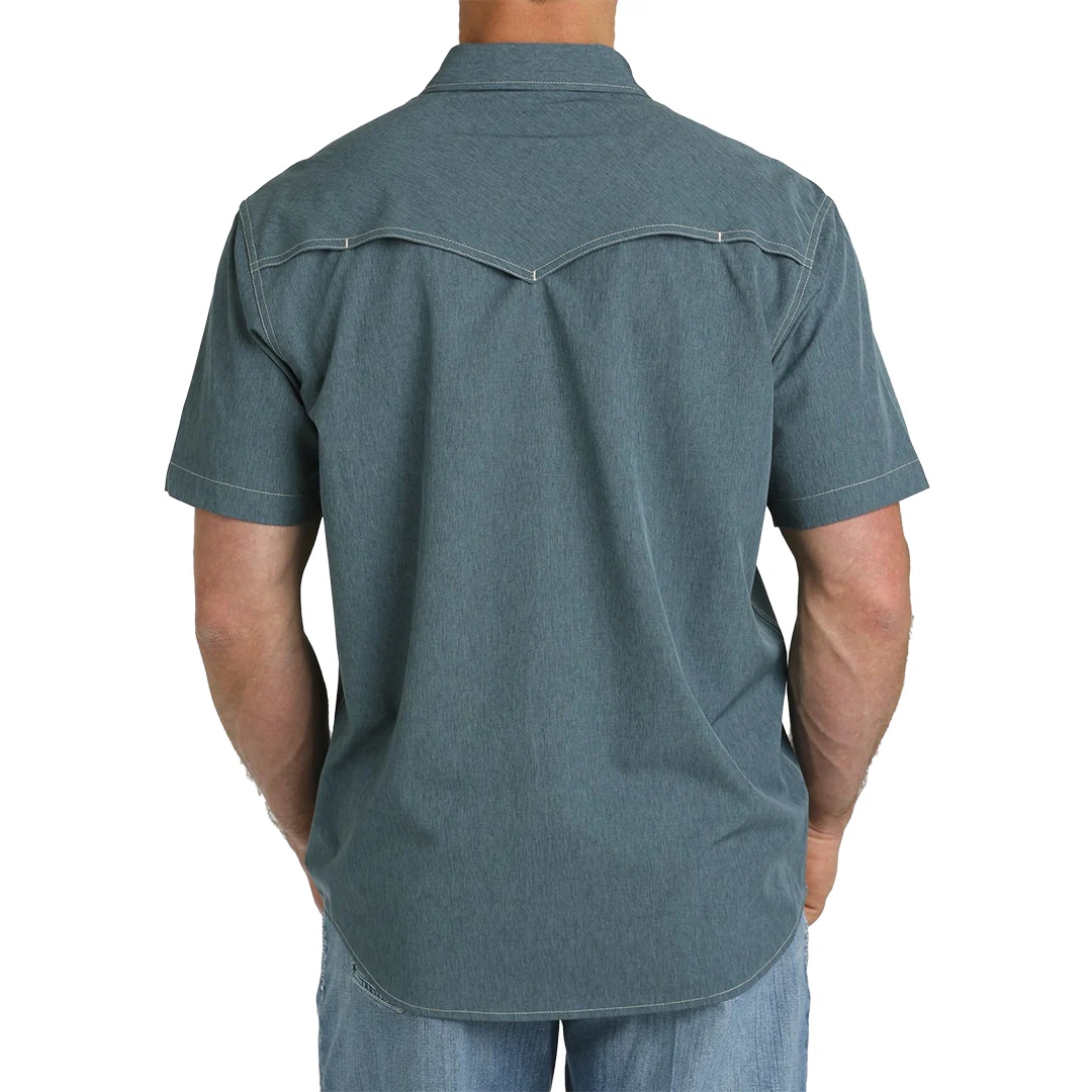 Cinch Men's Solid Western Camp Short Sleeve Snap Shirt