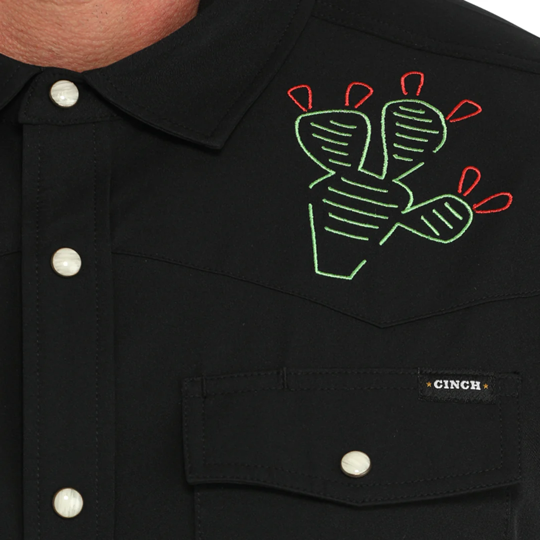 Cinch Men's Aflex Cactu Yoke Short Sleeve Button Shirt