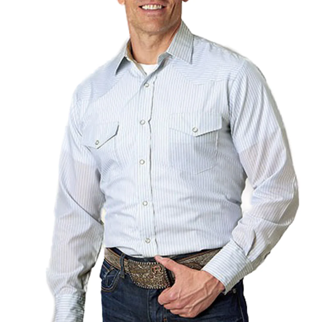 Roper Men's Stripe Snap Shirt In Light Blue