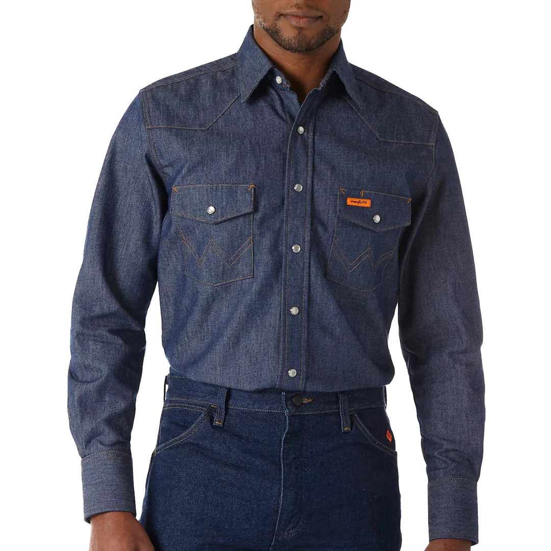 Wrangler Men's Flame Resistant Denim Work Shirt