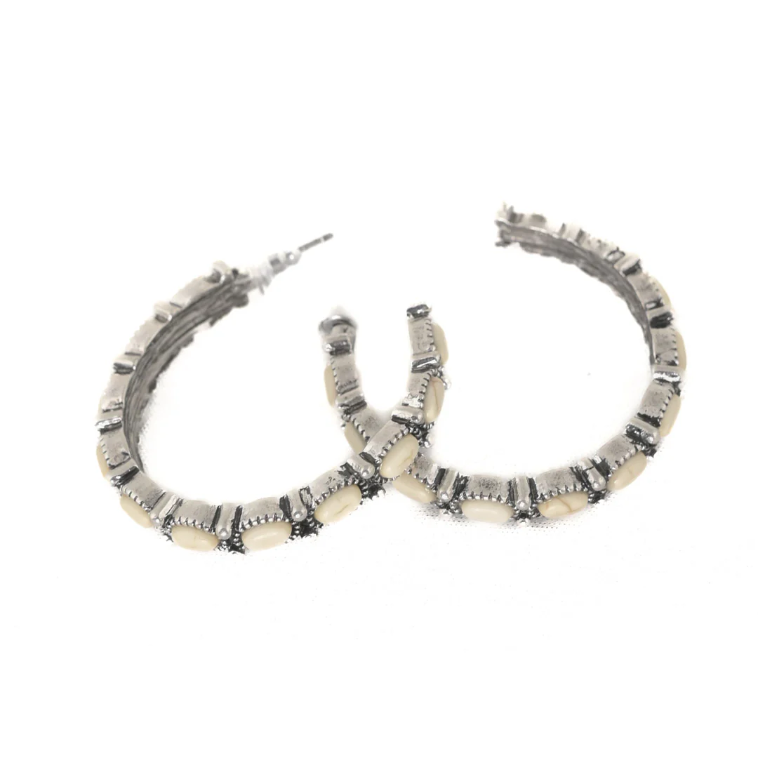 Wyo Horse Women's Hoop With Stones Earrings