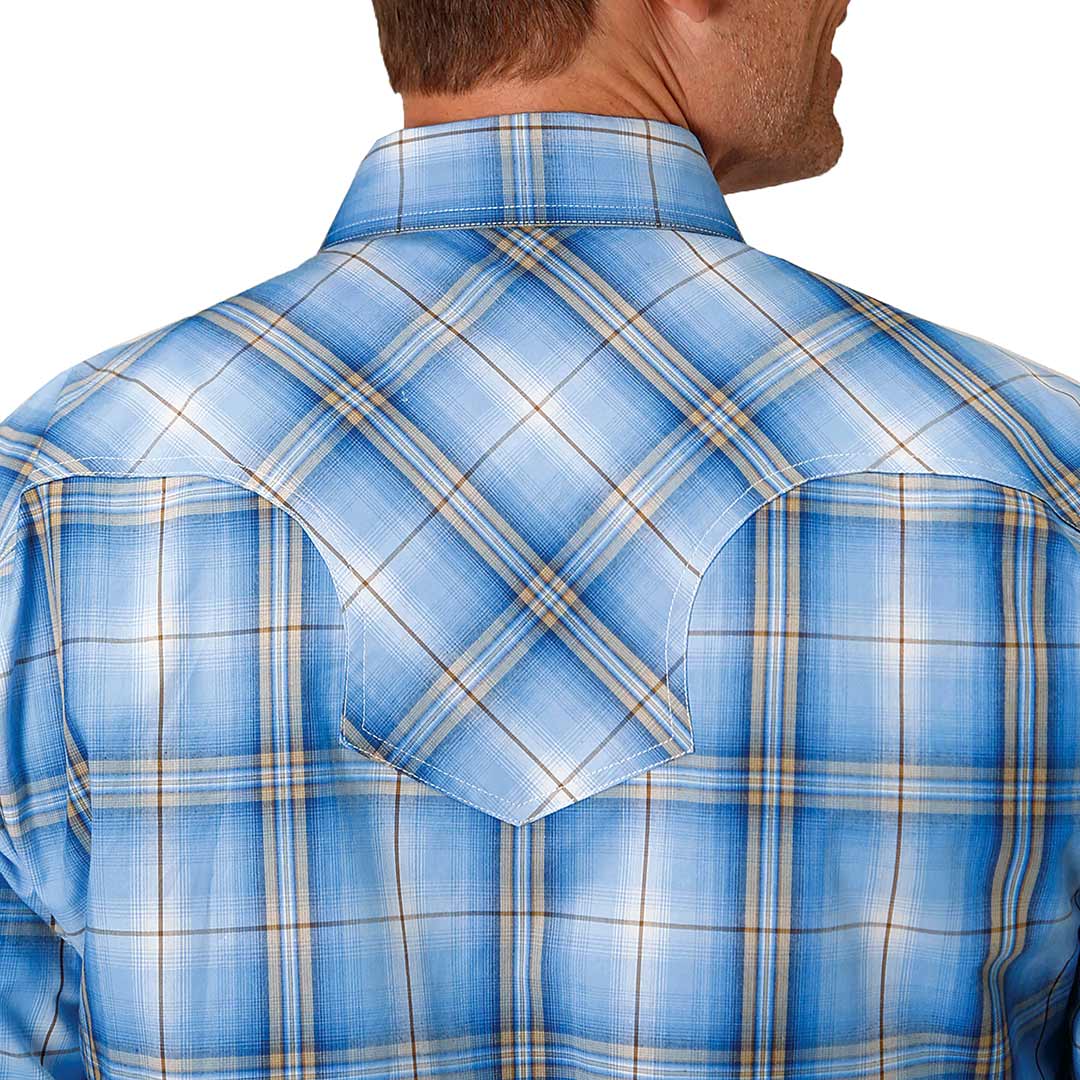 Roper Men's Windowpane Plaid Print Snap Shirt
