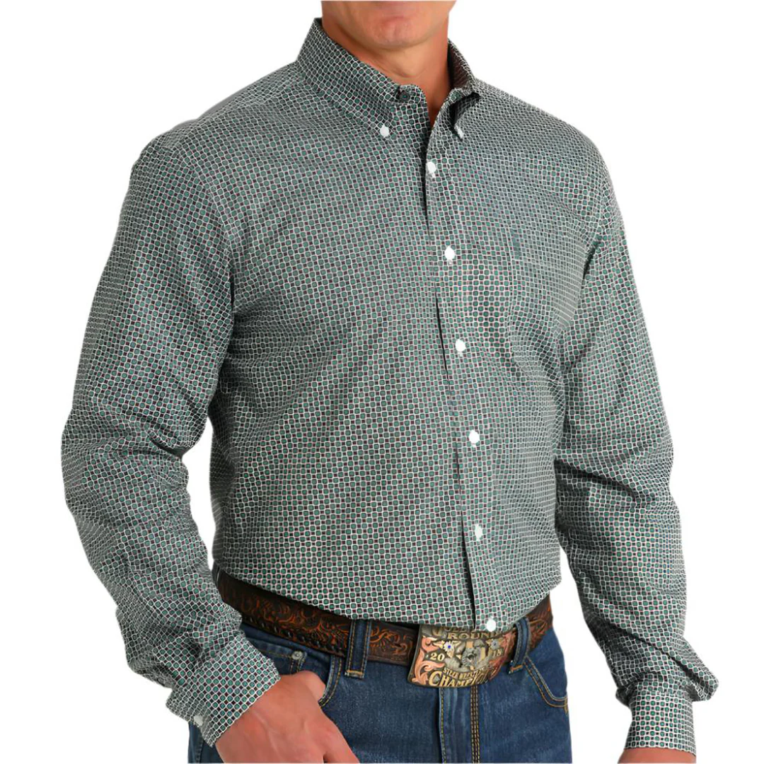 Cinch Men's Geometric Print Long Sleeve Button Shirt