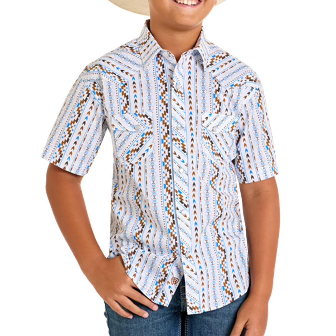 Rock & Roll Denim Boys' Aztec Short Sleeve Snap Shirt