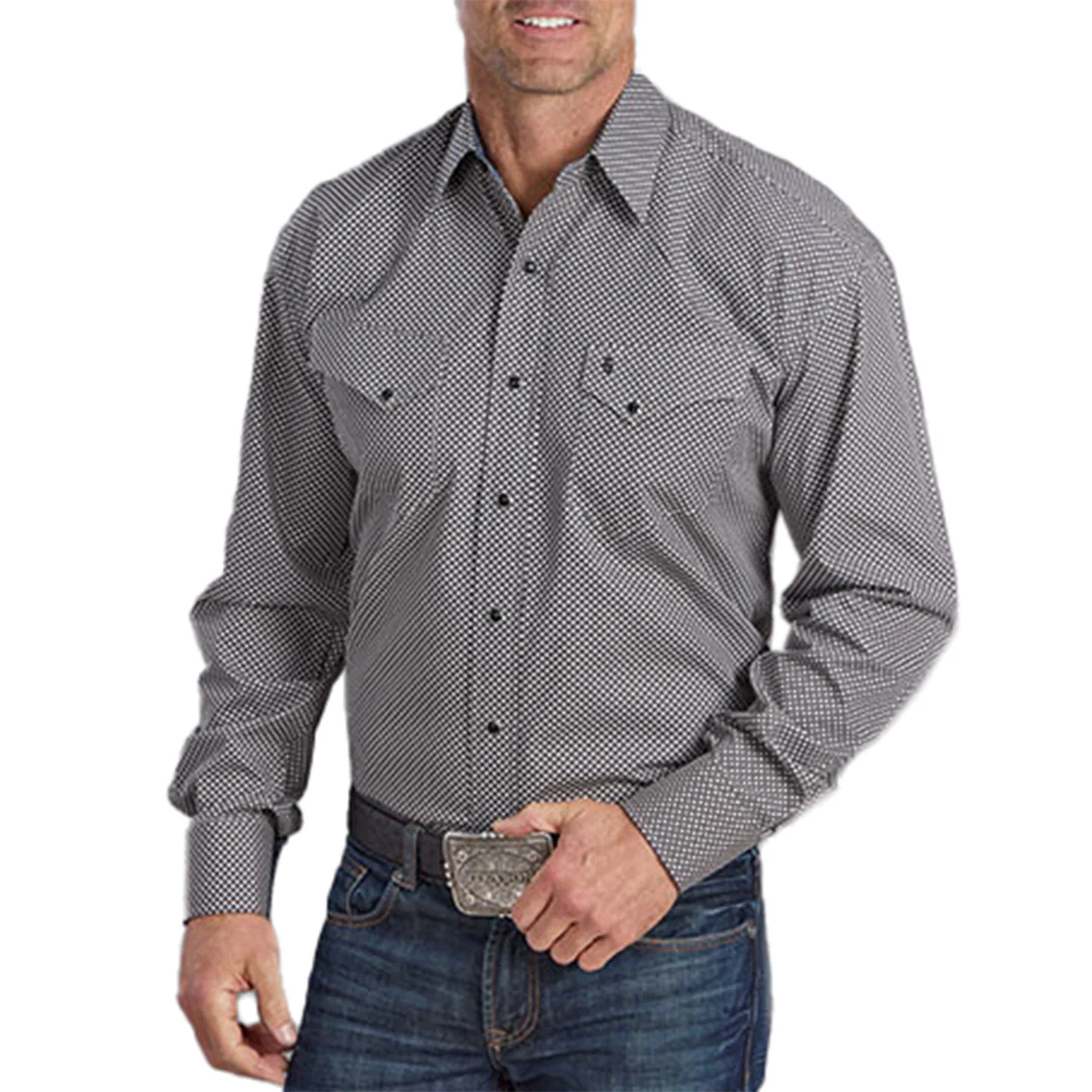 Stetson Men's Black Diamond Geometric Long Sleeve Snap Shirt