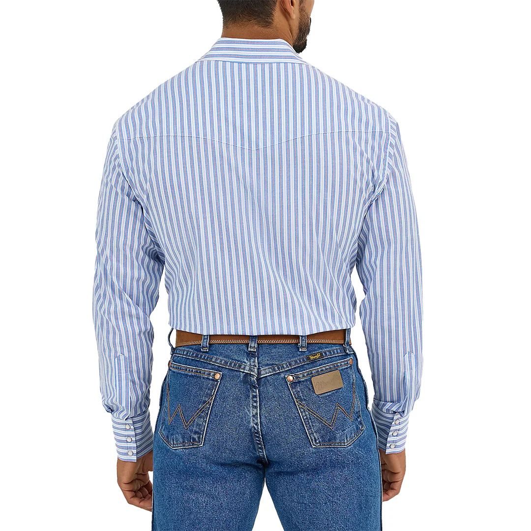 Wrangler Men's Wrinkle Resist Stripe Long Sleeve Snap Shirt