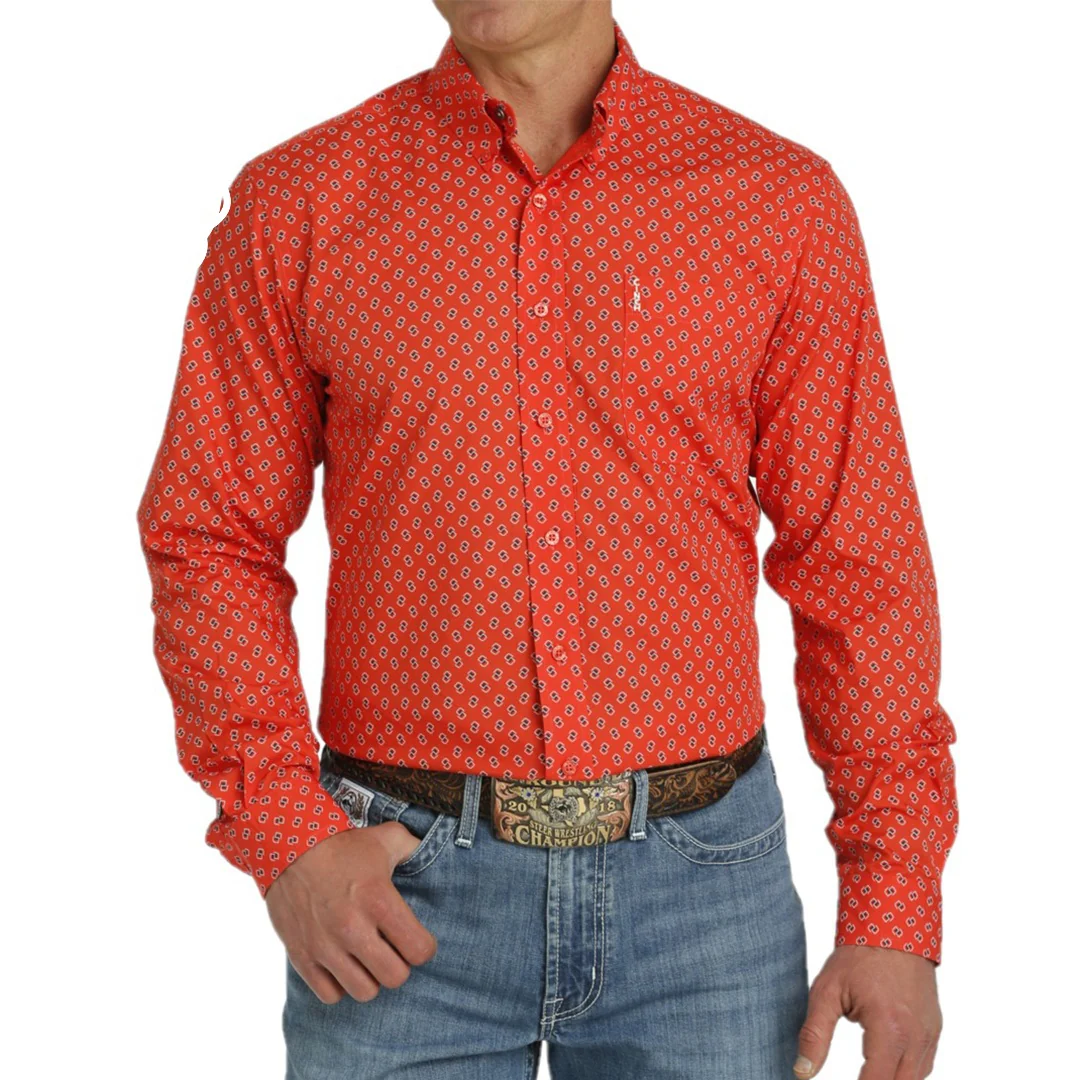 Cinch Men's Red Western Print Button Down Shirt