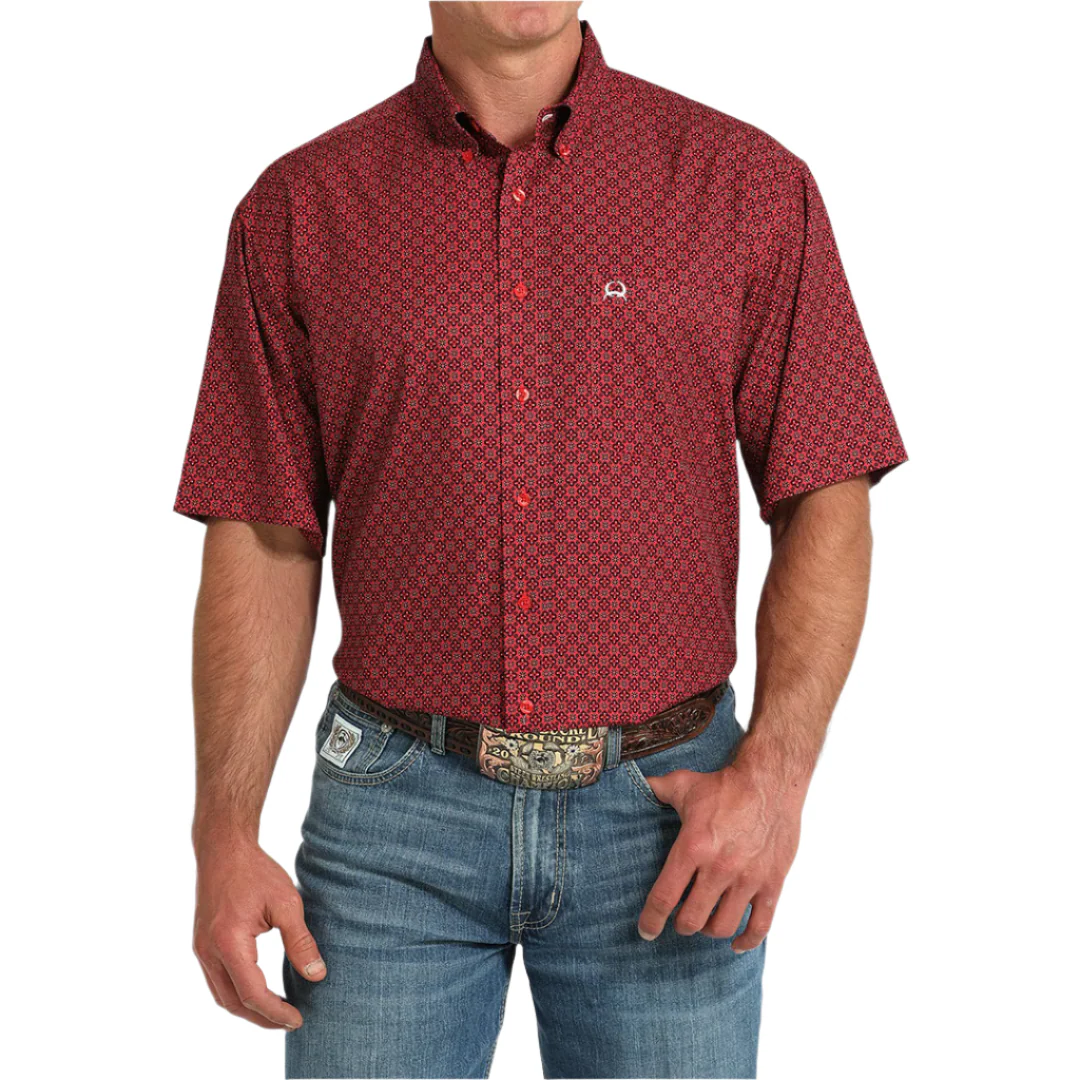 Cinch Men's  Geometric Print Short Sleeve Button Shirt