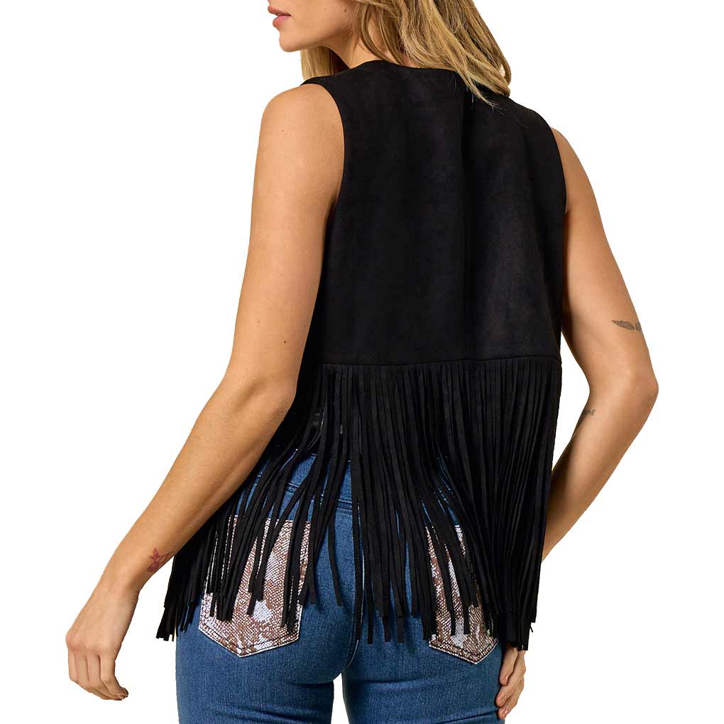 Saints & Hearts Women's Fringe Suede Cropped Vest