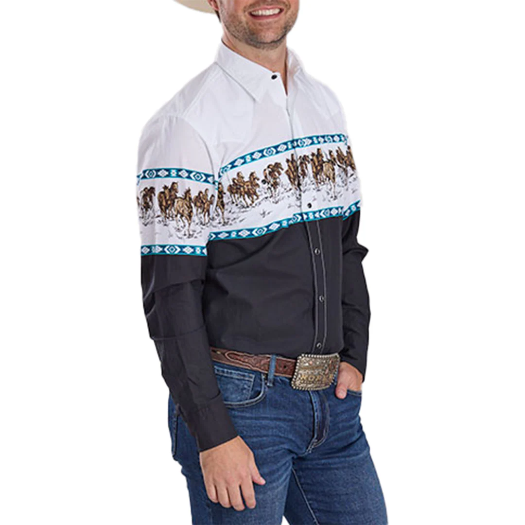 Roper Men's Vintage Collection Horse Border Snap Shirt