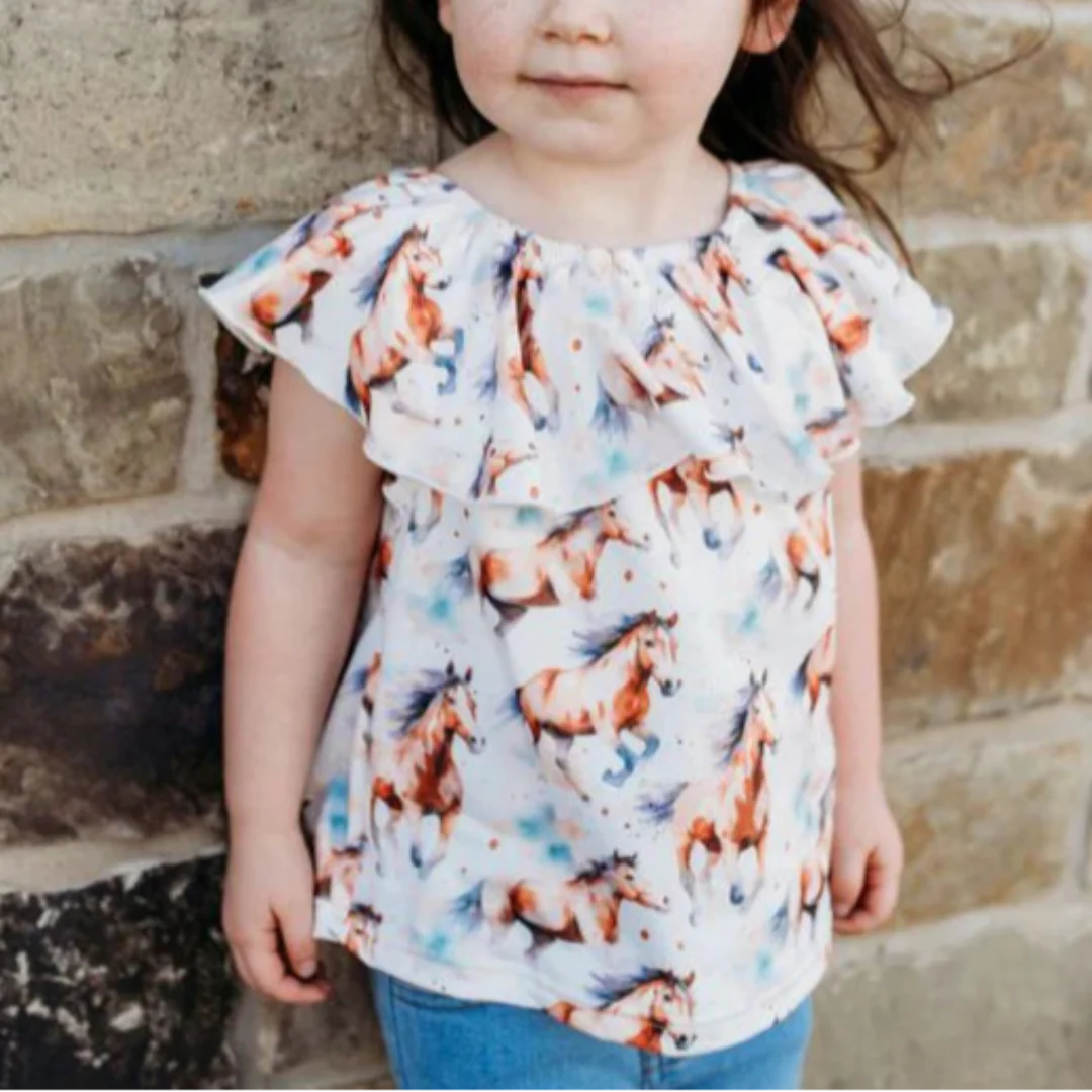 Shea Baby Toddler Girls' Running Horse Sleeveless Top