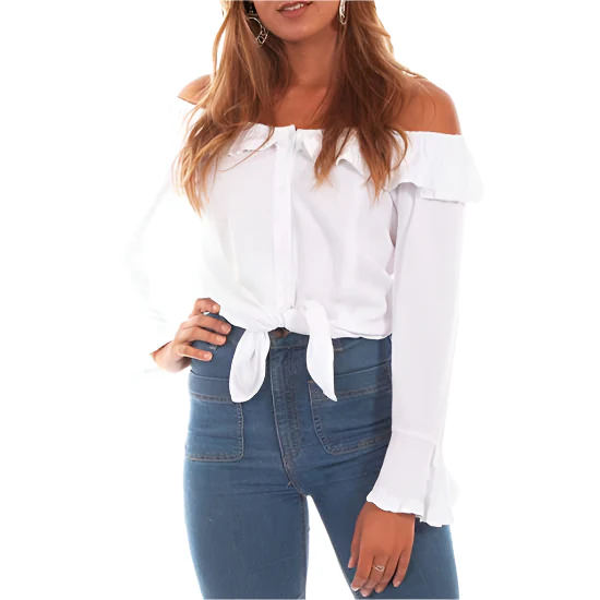 Scully Women's Off Shoulder Button-Down Blouse