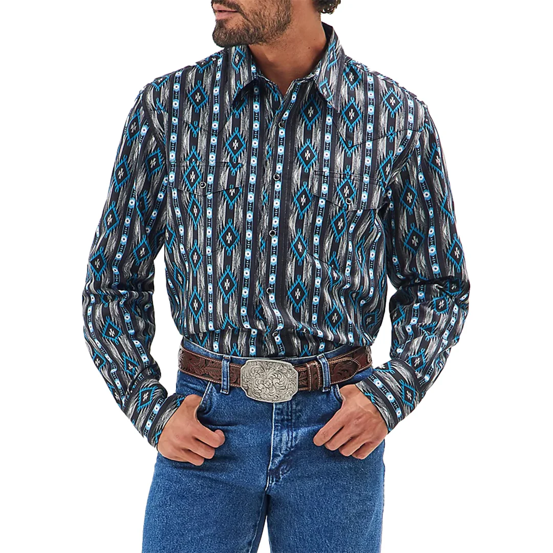 Wrangler Men's Checotah Aztec Print Snap Shirt