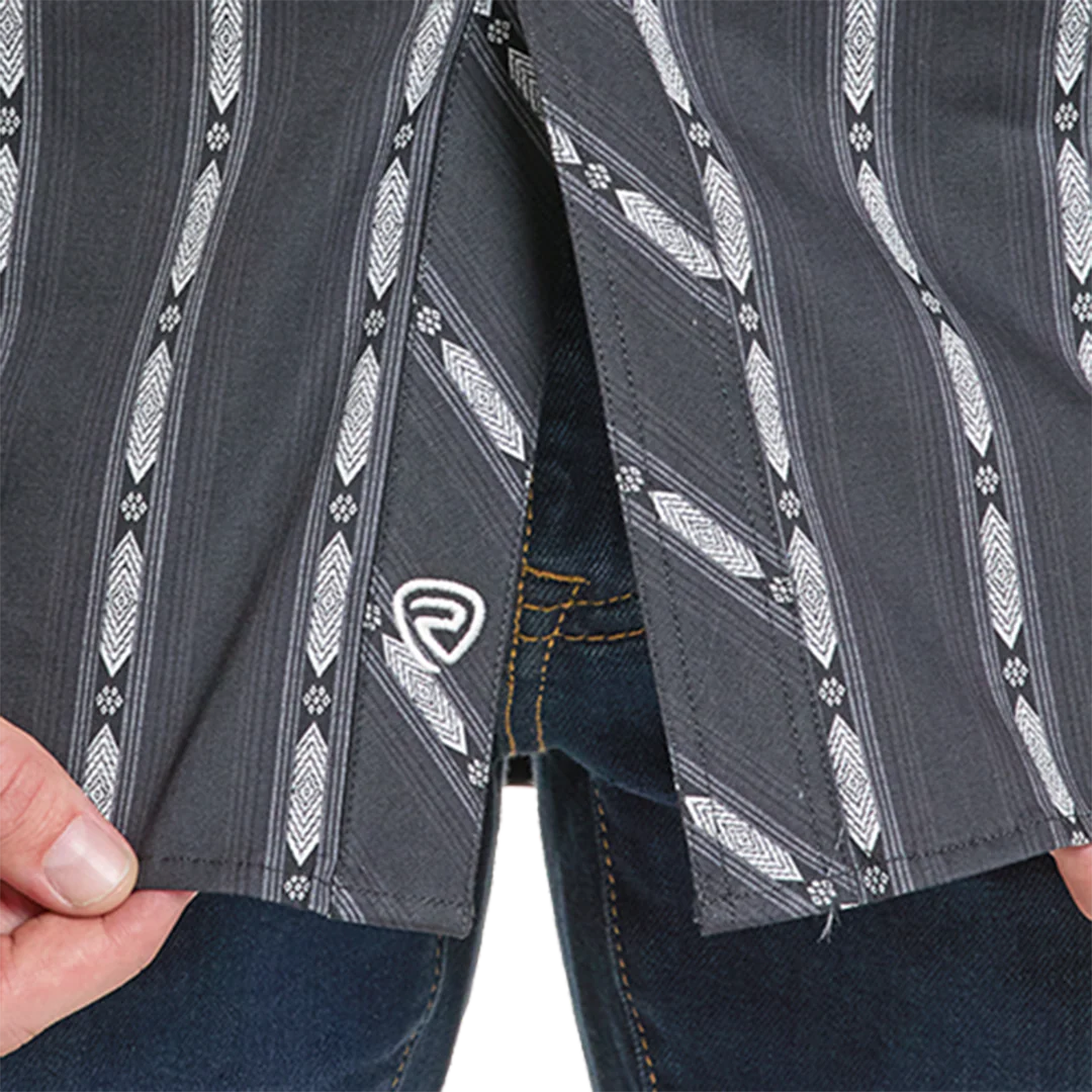 Rock & Roll Denim Men's Printed Stripe Long Sleeve Snap Shirt