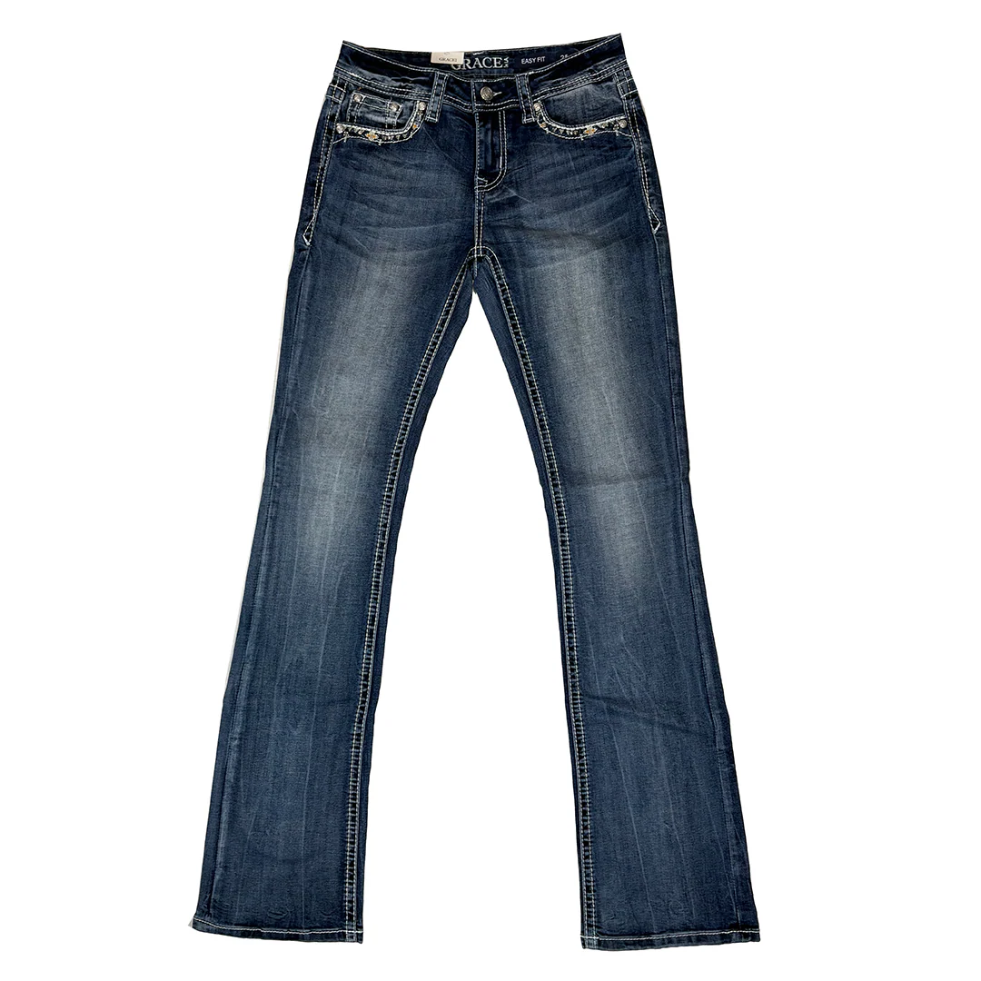 Grace in LA Women's Steerhead  Pocket Bootcut Jeans