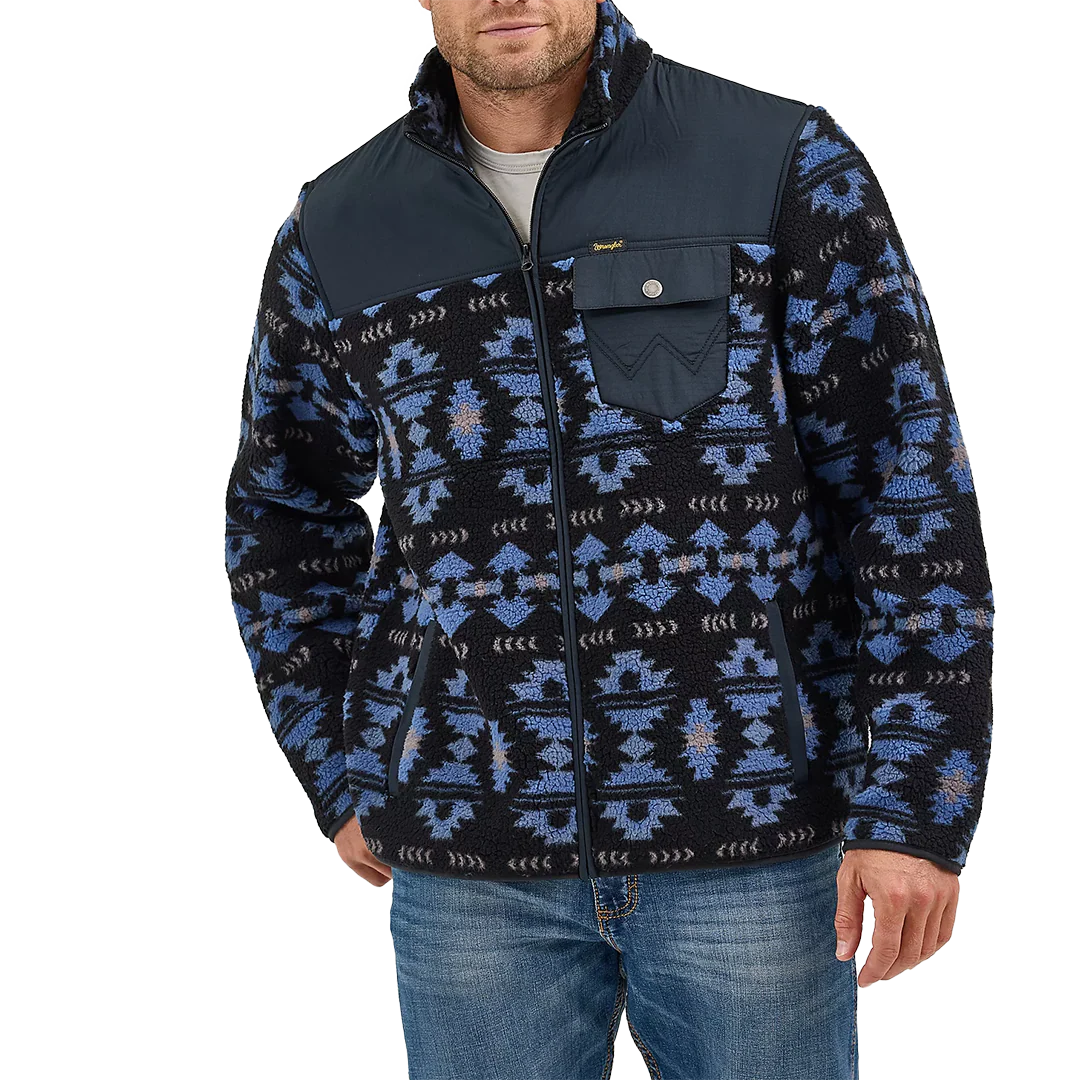 Wrangler Men's Zip Front Lightweight Ripstop Yoke Sherpa Jacket