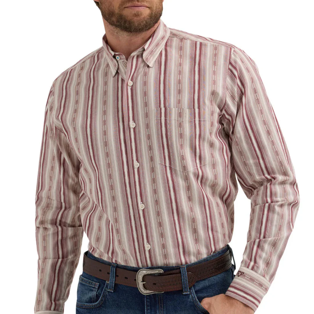 Wrangler Cody Johnson Men's Stripe Long Sleeve Button-Down Shirt