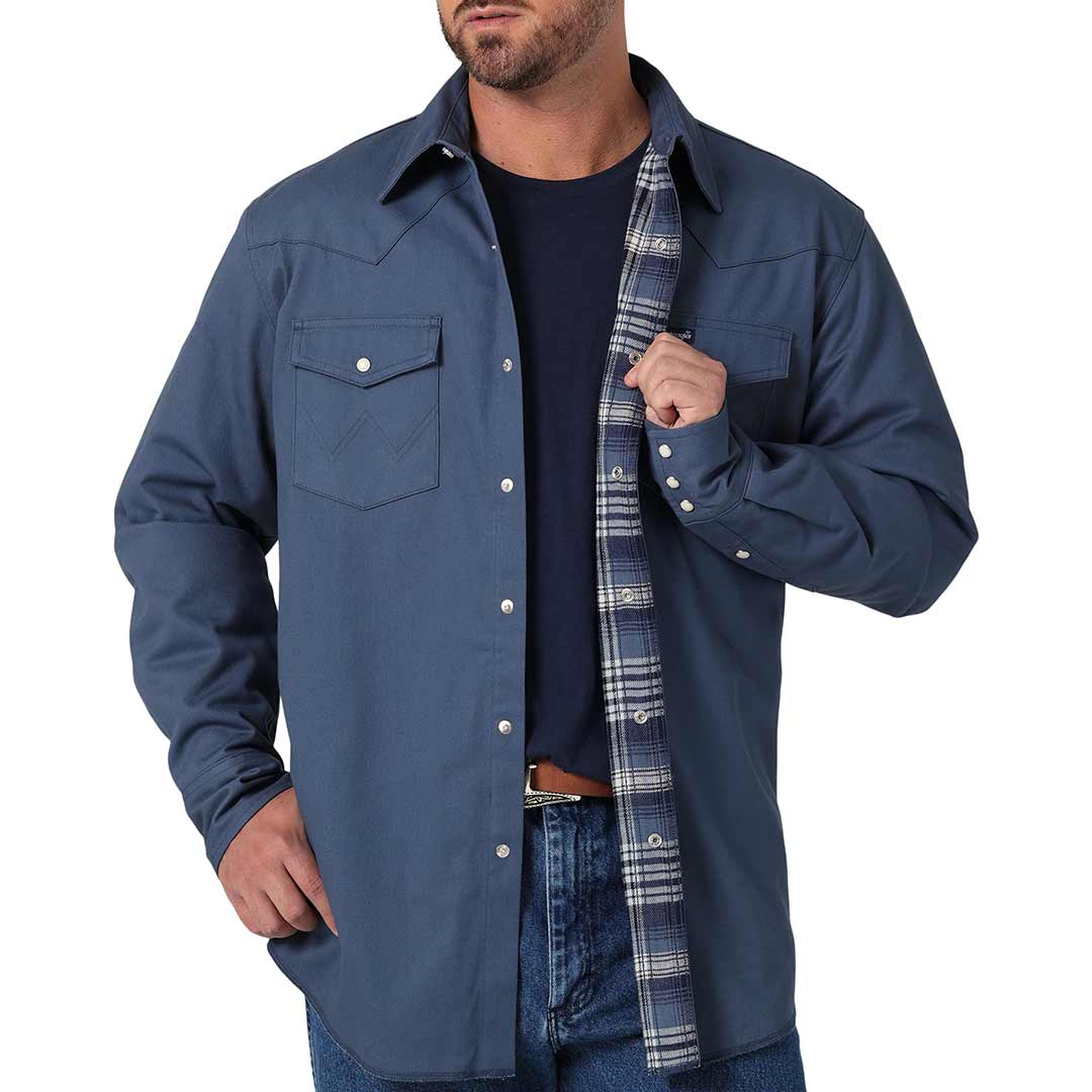Wrangler Men's Flannel Lined Solid Snap Work Shirt