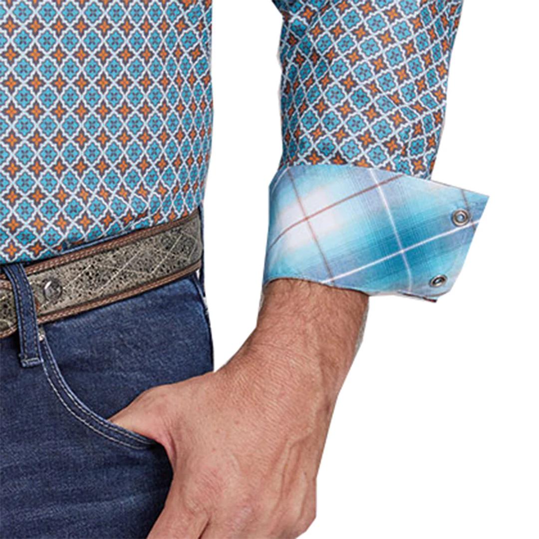 Roper Men's Amarillo Collection Tile Fouldard Long Sleeve Snap Shirt