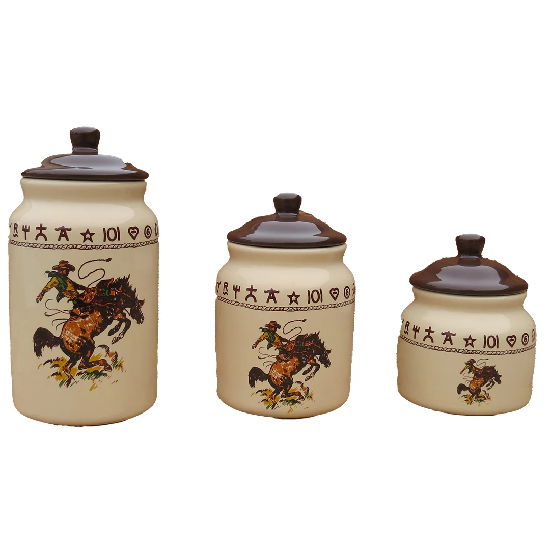 West Creation 3 Piece Set Bronco Print Canister