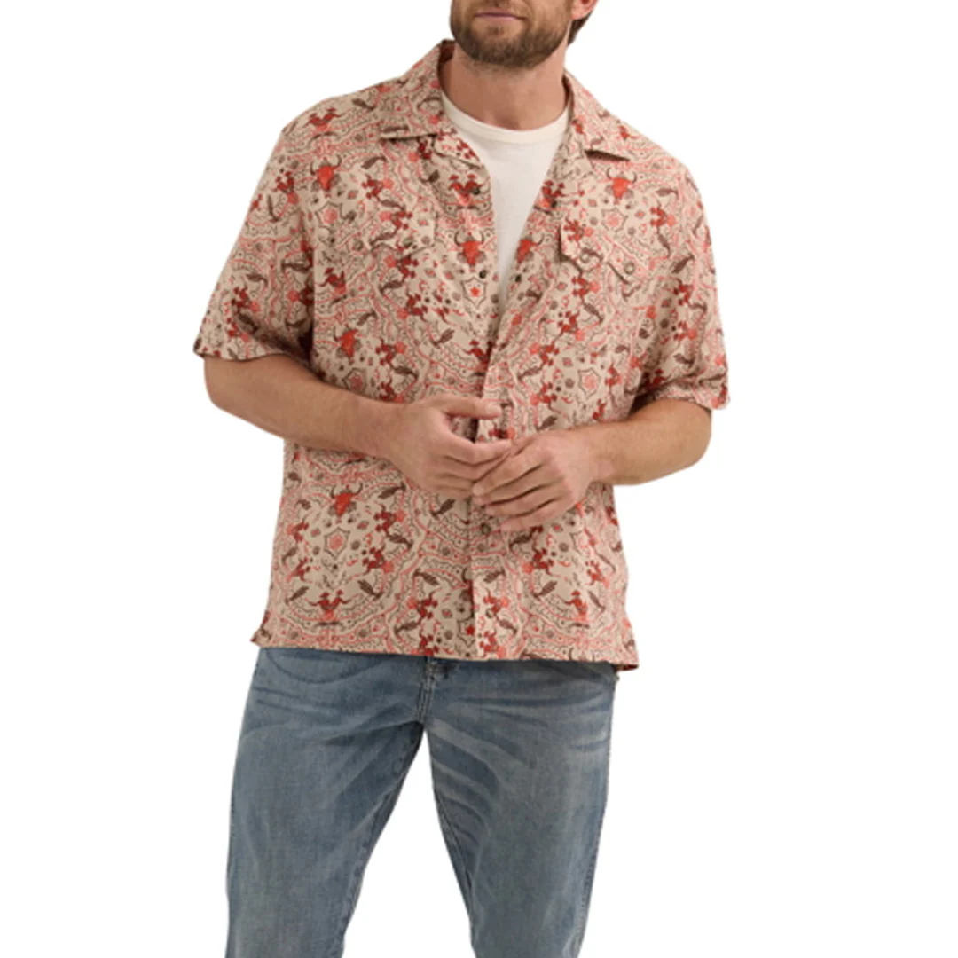 Wrangler Men's Aztec Coconut Cowboy Short Sleeve Snap Shirt