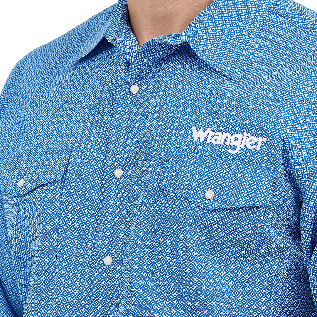 Wrangler Men's Logo Long Sleeve Snap Shirt