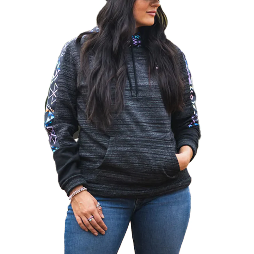 Hooey Brands Women's Canyon Black w/Aztec Pattern Hoodie