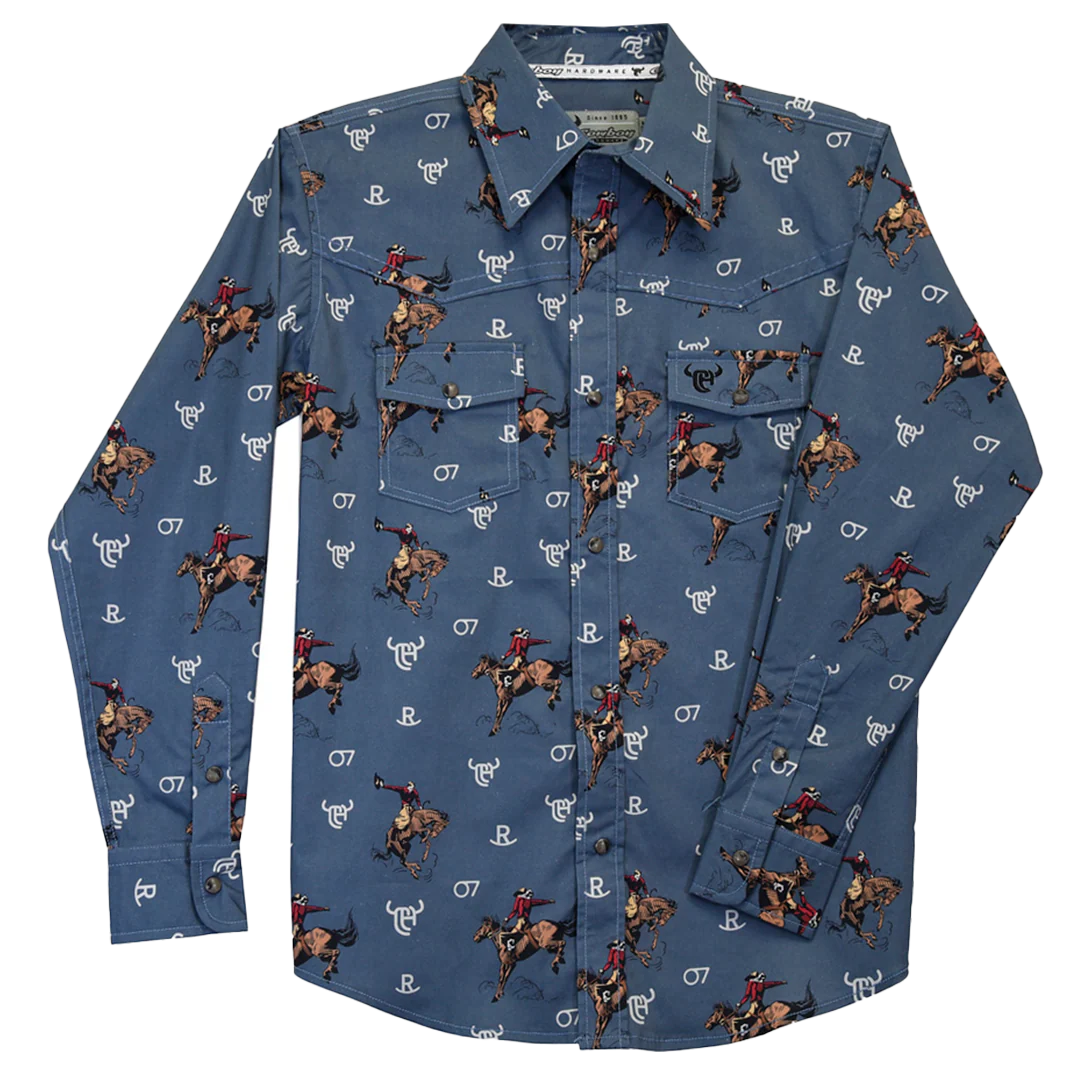 Cowboy Hardware Boys' Bronco Print Snap Shirt