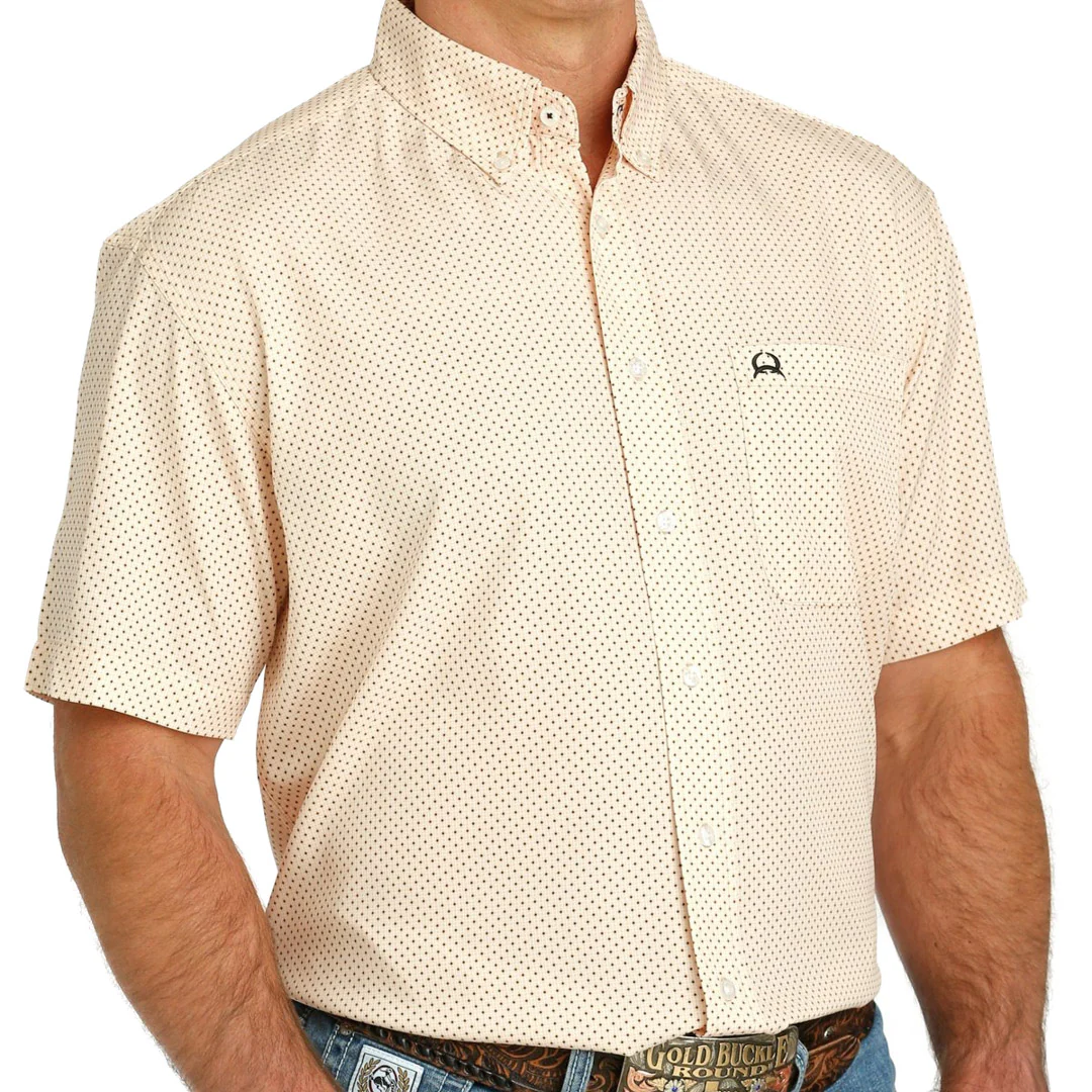 Cinch Men's ArenaFlex Short Sleeve Button-Down In Peach