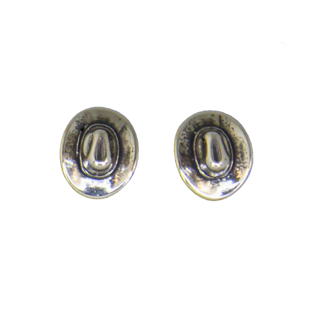 Cowboy Hat Silver Stud Earrings