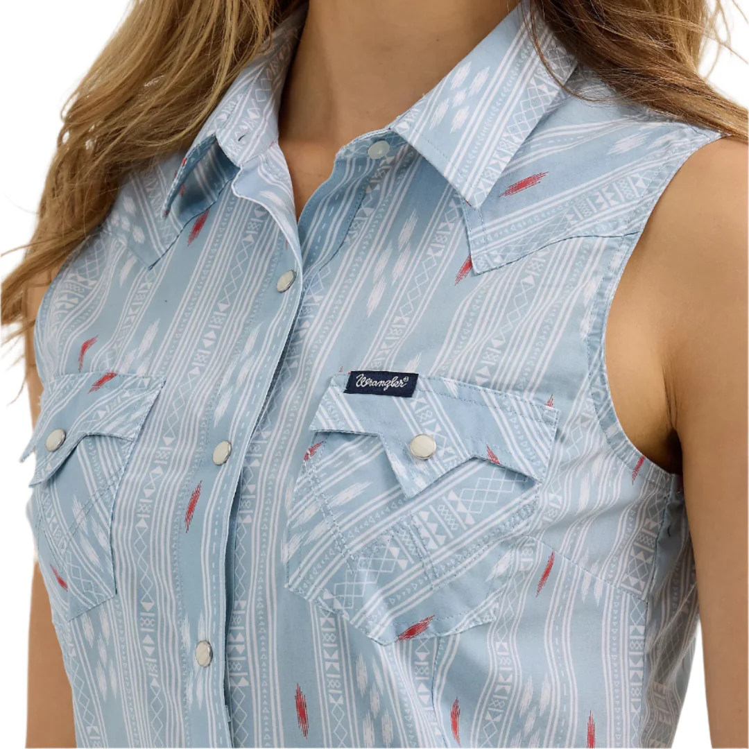 Wrangler Women's Retro Stripe Slim Western Snap Tank