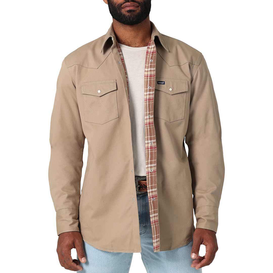 Wrangler Men's Flannel Lined Solid Snap Work Shirt