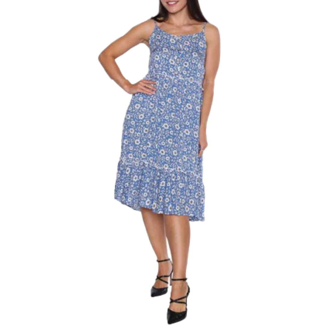 Papa Fashions Women's Floral Dress In Blue
