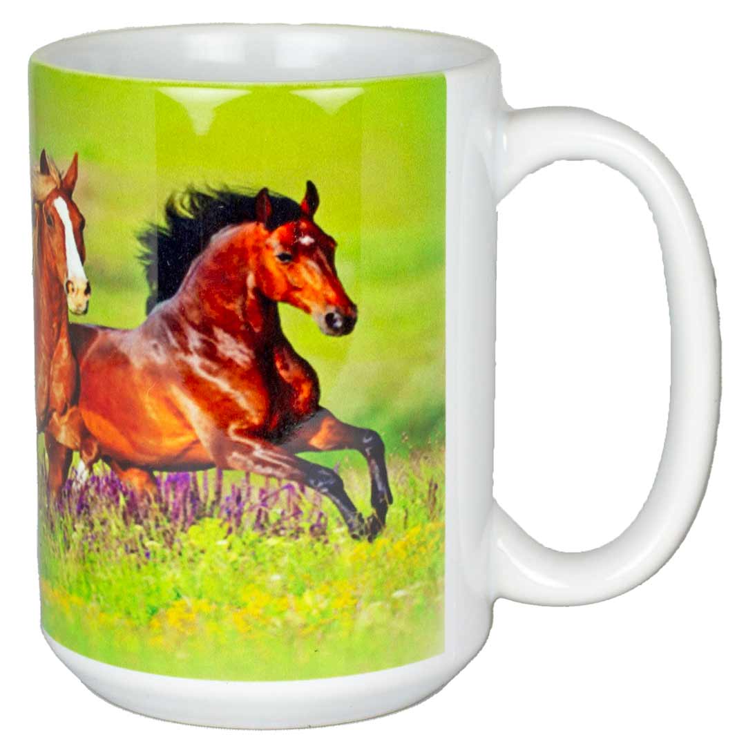 Nature's Window 3 Running Horses Mug