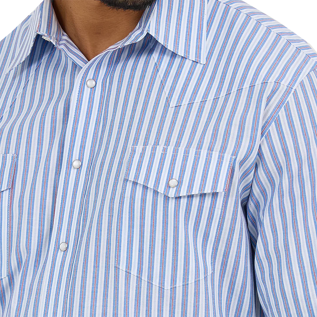 Wrangler Men's Wrinkle Resist Stripe Long Sleeve Snap Shirt
