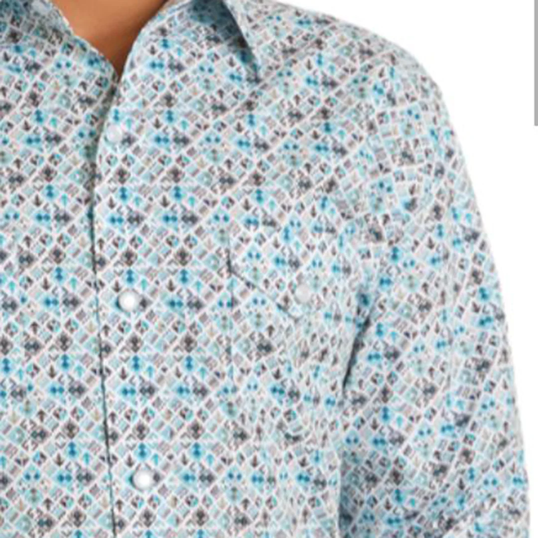 Panhandle Boys' Geometric Print Long Sleeve Snap Shirt