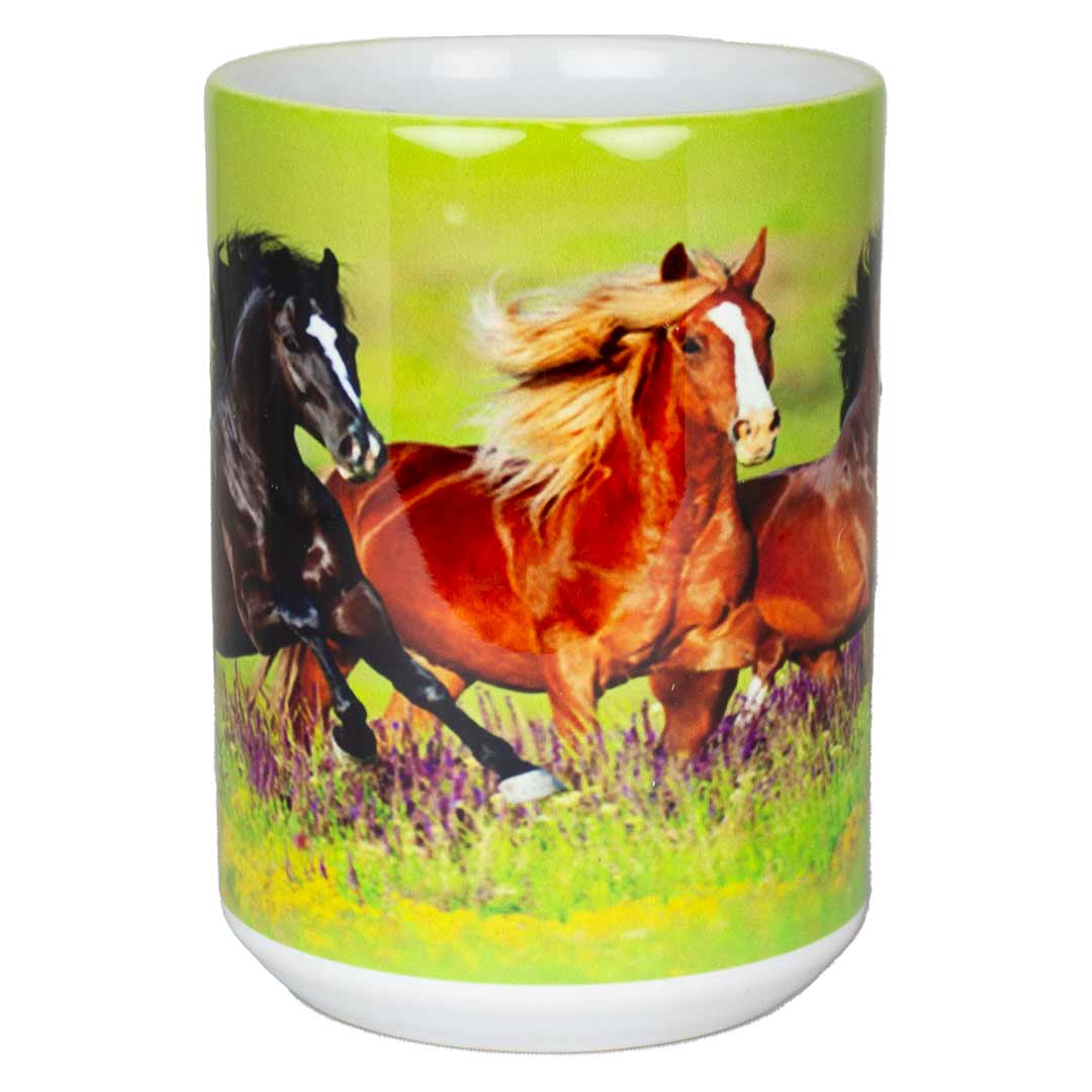 Nature's Window 3 Running Horses Mug