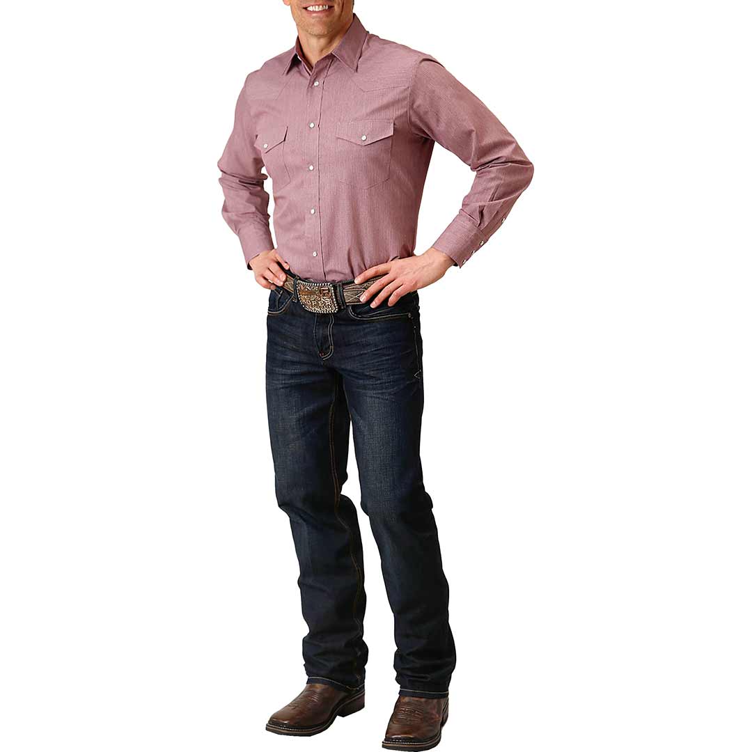 Roper Men's Micro Check Print Snap Shirt