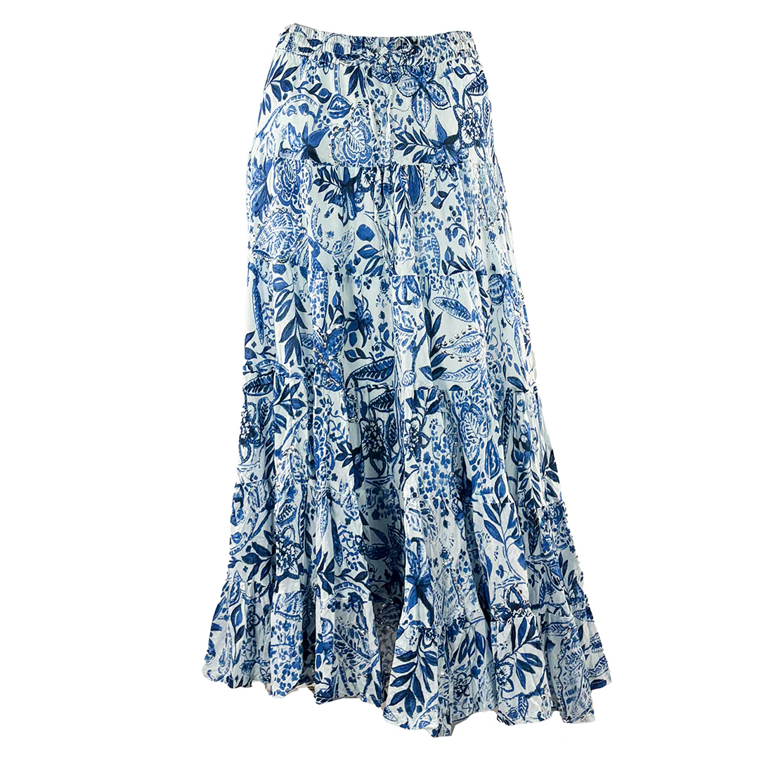Wondrous Art Wear Women's Sequin Paisley Print 36 Maxi Skirt