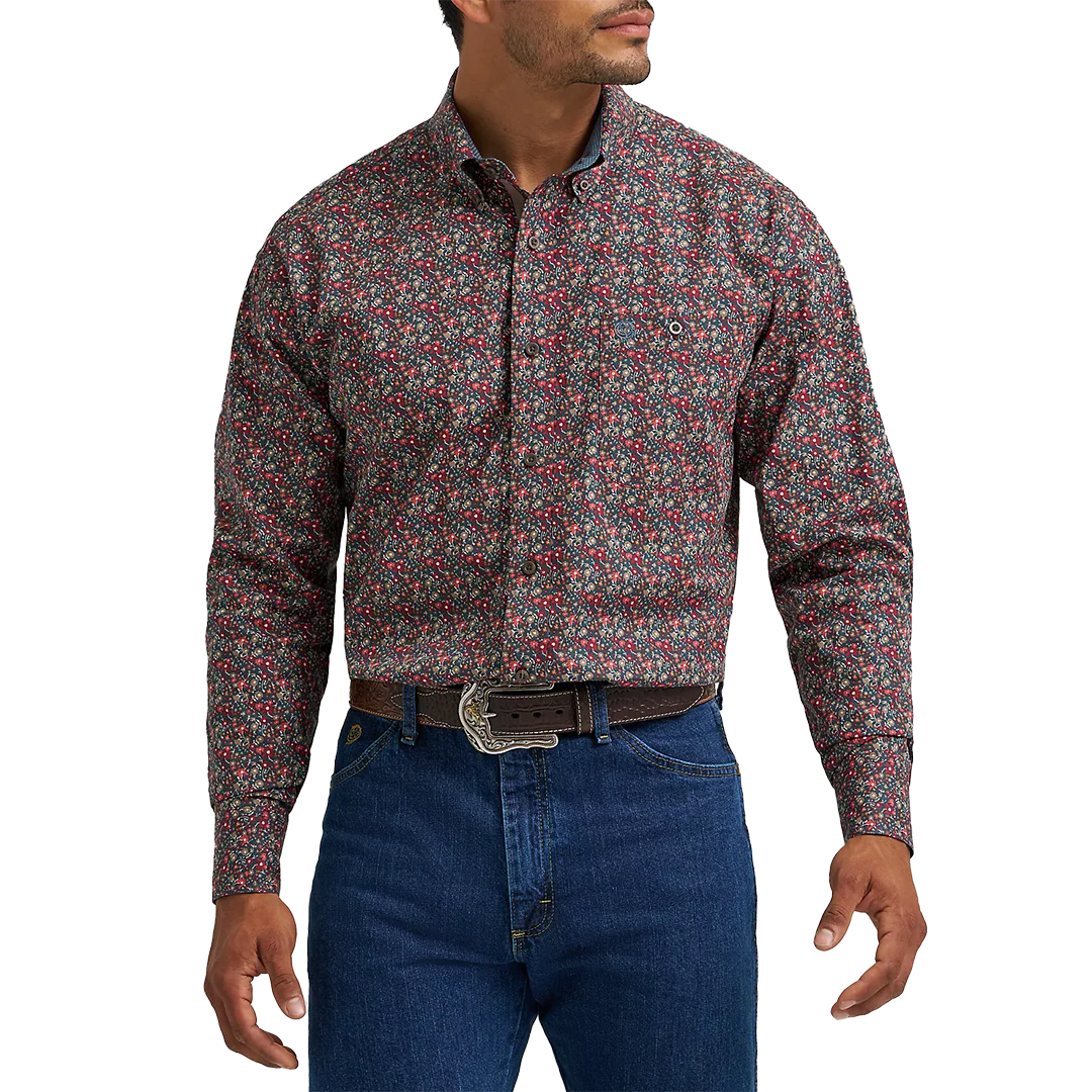 Wrangler Men's George Strait Long Sleeve Button Printed Shirt