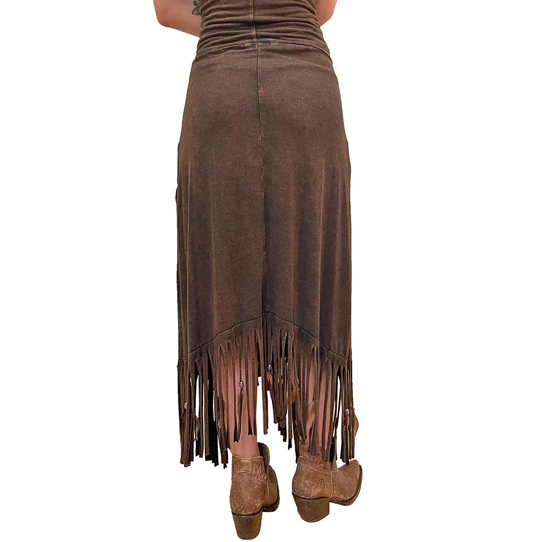 Pat Dahnke Women's Criss-Cross Fringe Maxi Skirt