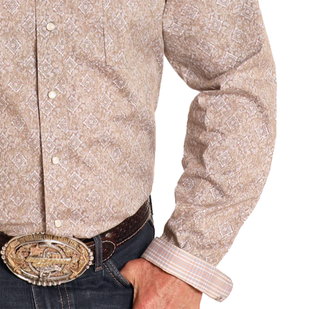 Rough Stock Men's Medallion Paisley Long Sleeve Snap Shirt